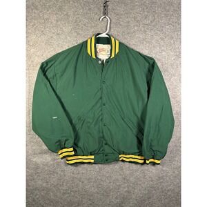 Ripon Jackets Mens Green Yellow Stripe Letterman Style Bomber Jacket XXXL USA